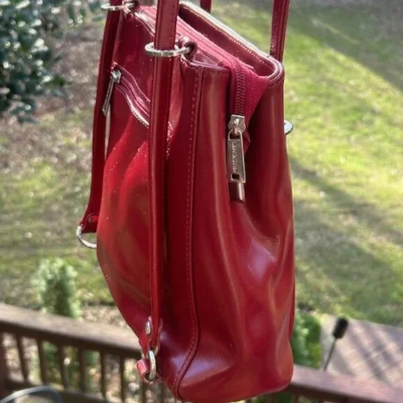 LANCASTER PARIS Deep Red Leather Designer PURSE - Picture 5 of 12